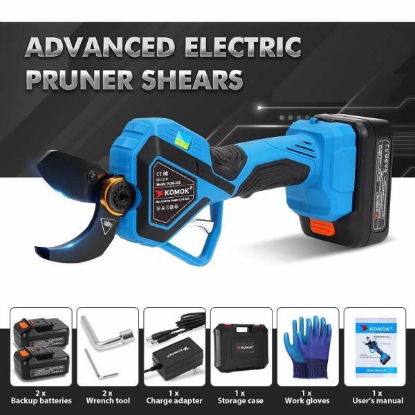 KOMOK Electric Tree Pruning Shears With SK5 Blades 2pcs 2000mAH Battery