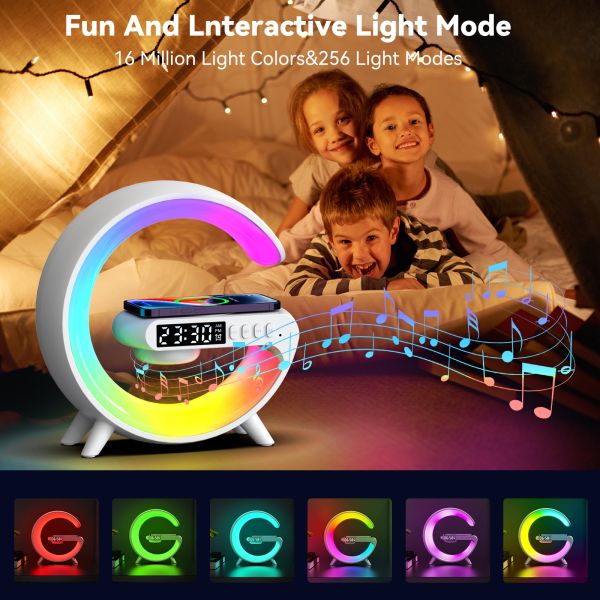 G Shape Mini Ambient Light with Bult-in Battery and Bluetooth Speaker RGBWIC Wireless Changing