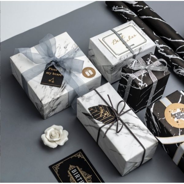 Black marble-patterned flower wrapping paper packaging material, flower shop supplies flower wrapping paper gift wrapping paper fruit wrapping paper