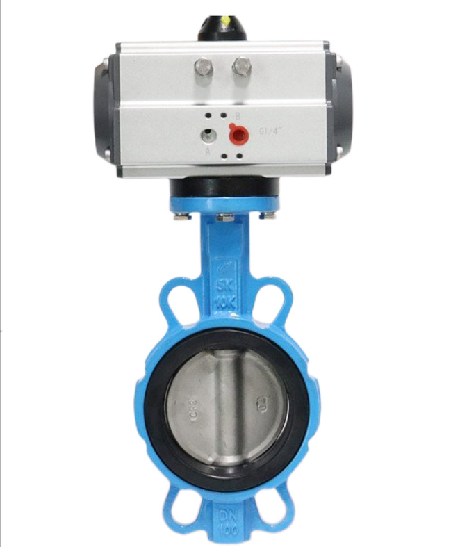Wafer Type Pneumatic Butterfly Valve DN50-DN400 EPDM Soft Seal Ductile Iron Automatic Water Treatment Butterfly Valve