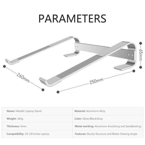 Thickened Aluminium Alloy Laptop Stand Universal Laptop Holder for 10-18in Laptops Hollow Design Stable Triangle Design