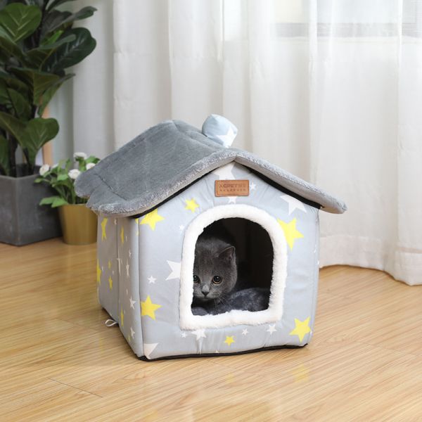 Pet House Wool Star Pattern Soft Warm Cozy Indoor Removable and Washable Hand Wash Only Small Animal