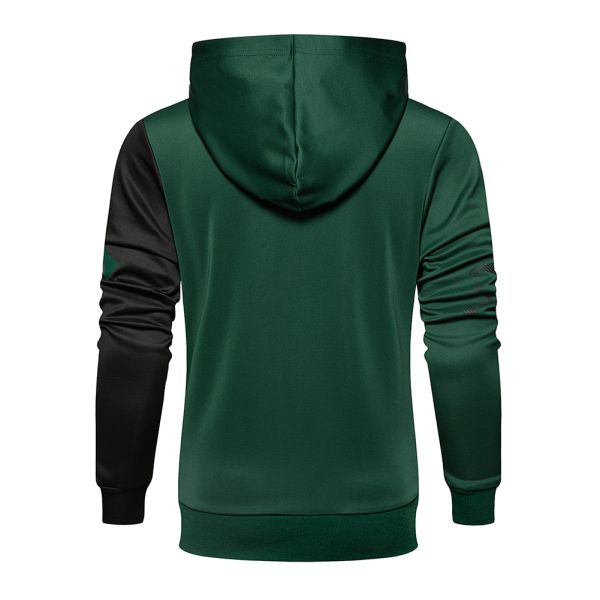 Men'S 2 Contrast Color Leisure Cozy Athletic Pullover Hoodie With Kangaroo Pockets