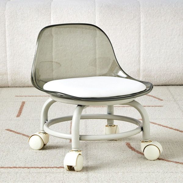 Short Rolling Stool Chair With Back Support , Acrylic Modern Furniture Rolling Stool Chair