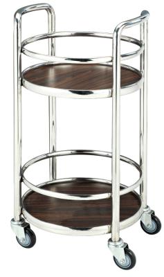 Restaurant Supply Equipment 2 Layer Liquor Trolley Round With 4 Swivel Castors