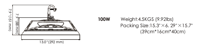 Hook Mount UFO Lighting Solution , Led High Bay Light Fittings 100W SMD 2835