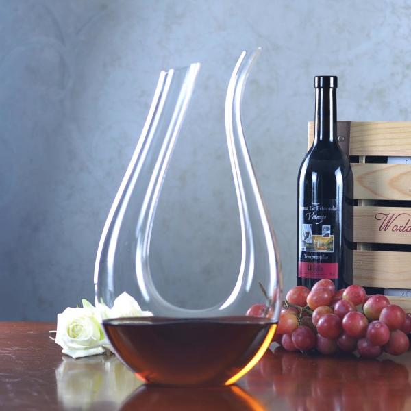 1 Liter U Shaped Glass Wine Decanter 100% Hand Blown Lead Free Sodalime Glass