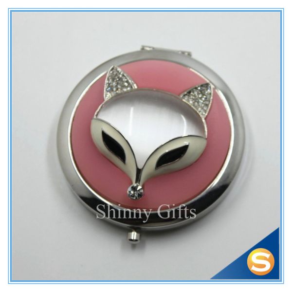 Shinny Gifts Creative Fox Design Makeup Mirror Fancy Convenience Pocket Mirror