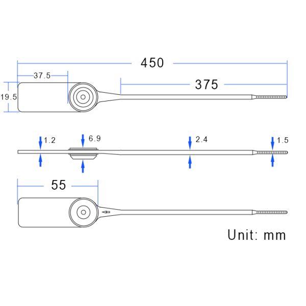 450mm Length Plastic Security Seal with Laser Print and > 150N Tensile Strength for Secure Disposable Locking