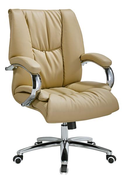 Cream Padded PU Leather Office Chair For Boardroom Adjustable Height