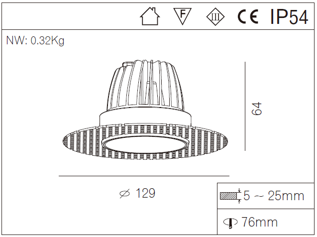Anti glare 10W Trimless COB LED Downlight 76mm Cut Out Warm White 37V Pre-buried Frame Design