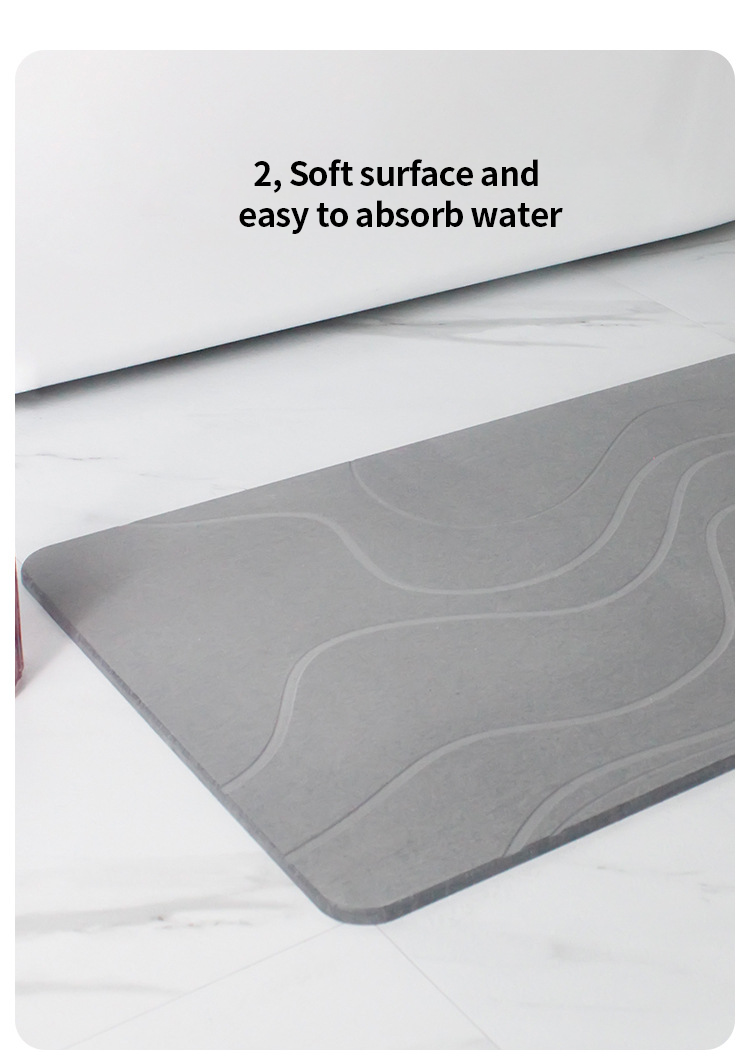 Non Anti Slip Quick Drying Diatomaceous Earth Stone Bath Mat Custom Size 60*39cm