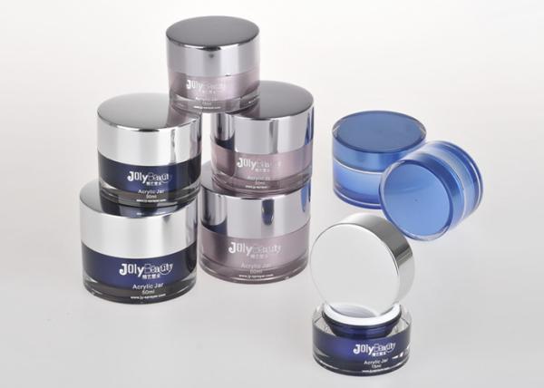 Jet Molding Silver Shell Empty Plastic Jars With Lids Texture PMMA