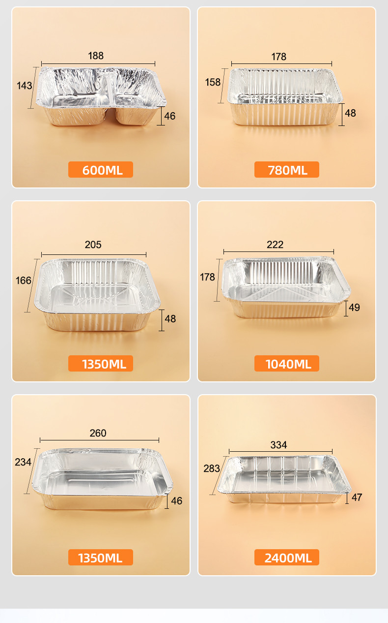 Прямоугольный подгоняйте коробку для завтрака Takeout подносов коробок упаковки устранимую алюминиевую