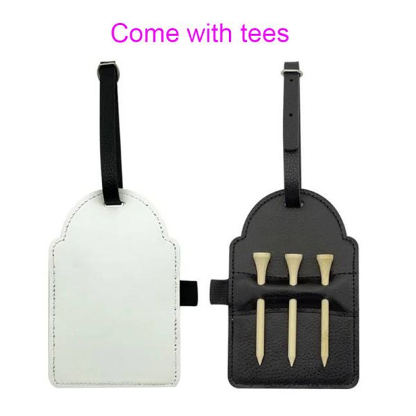 Blank PU Leather Sublimation Golf Tee Bag Tag Blanks Father'S Day Gift Custom Leather Golf Tee Holder