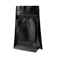 VMPET Matte Black Coffee Pouch Packaging Resealable com parte inferior lisa da válvula
