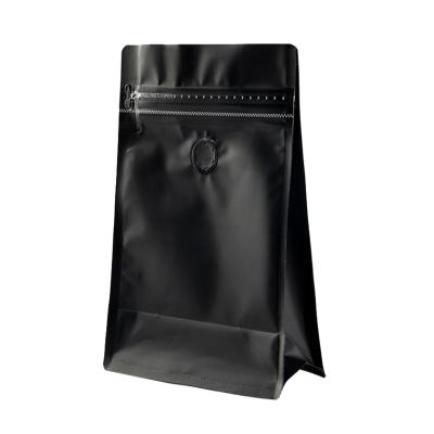 VMPET Matte Black Coffee Pouch Packaging Resealable com parte inferior lisa da válvula