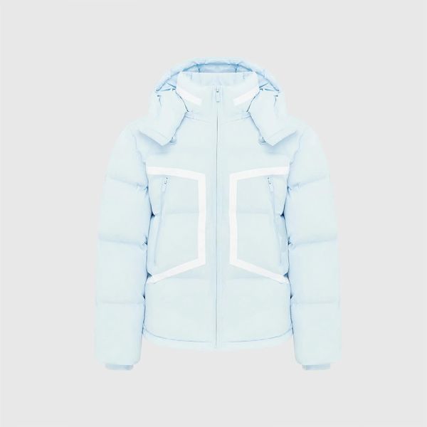 Nuevo diseño exterior Invierno cálido Logotipo personalizado Azul Pesado chaqueta de puffer hombre chaqueta casual