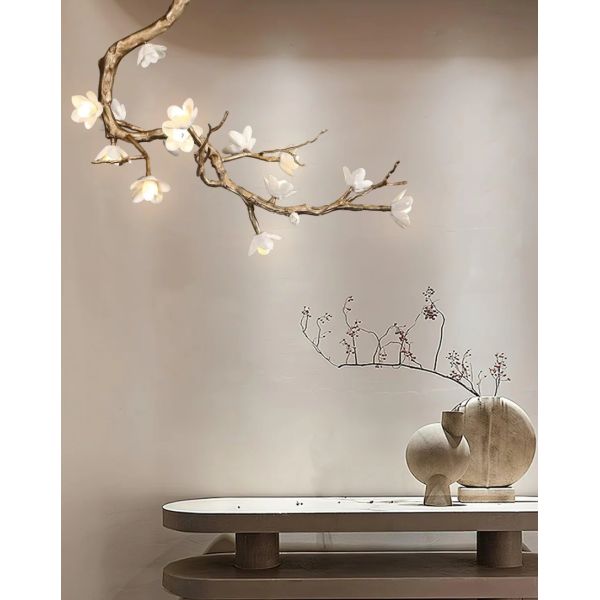 Hotel Elegant Magnolia Flower Ceramic And Copper Villa Lamp Hotel Chanderlier Wall Lamp