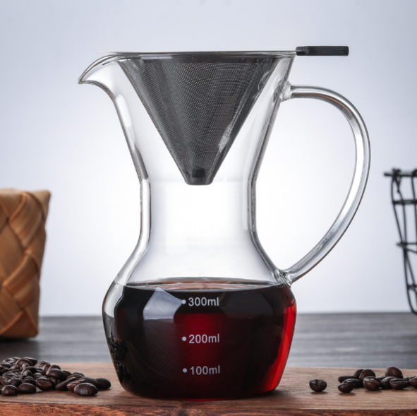 Eco - Friendly Glass Pour Over Coffee Maker Carafe Coffee Dripper Brewer Pot With Borosilicate Glass