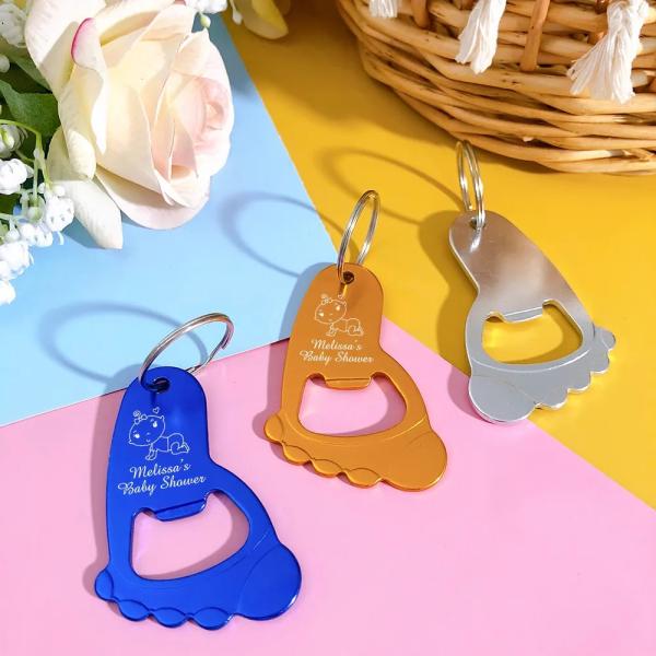 Custom Logo Keychain Bottle Opener Baby Foot Shaped Promotional Keyring Souvenir Gift