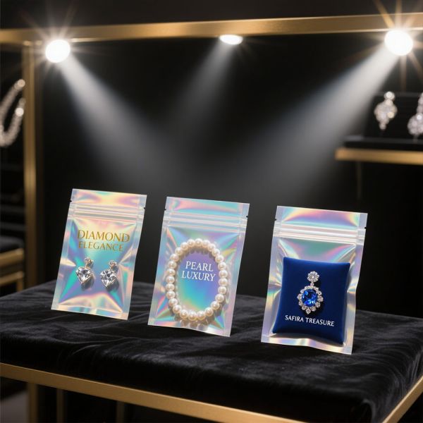Customized Size Plastic Bag Packaging Reusable Recyclable Holograph Mylar Bag for Bracelets Jewelry Aluminum Foil Bag