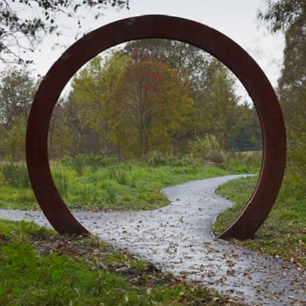 ISO9001 Garden Moon Gate 3.9ft Corten Steel Artist Decorative
