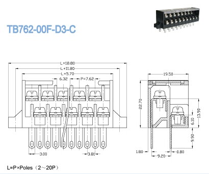 Pitch 7.62mm Barrier PCB Screw Terminal Block Connectors High Voltage