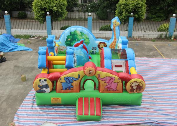 Animal Theme Kids Inflatable Playground For Kindergarten / Leisure Center