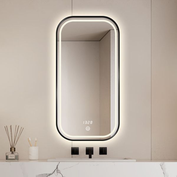 Kingstin Smart LED Bathroom Mirror Stainless Steel Dimmable Anti-Fog Touch Screen Wall Mirror Android Bluetooth Sensor