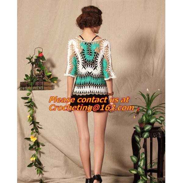 summer new sweet candy color women loose Crochet knitted blouse wears batwing hollow pullo