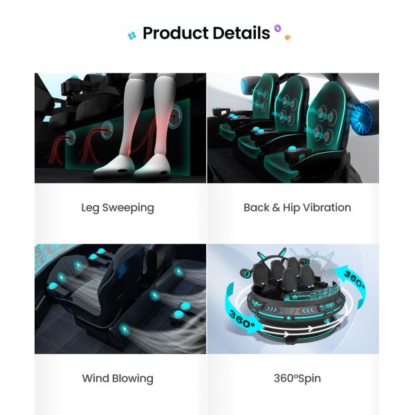 5 Seats 9D Virtual Reality Simulator 360° Spinning VR Game Machine Immersive VR Games