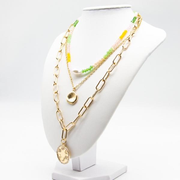 Fashion Gold Necklace Jewelry Sets with Acrylic Pear Beads Necklace for Women