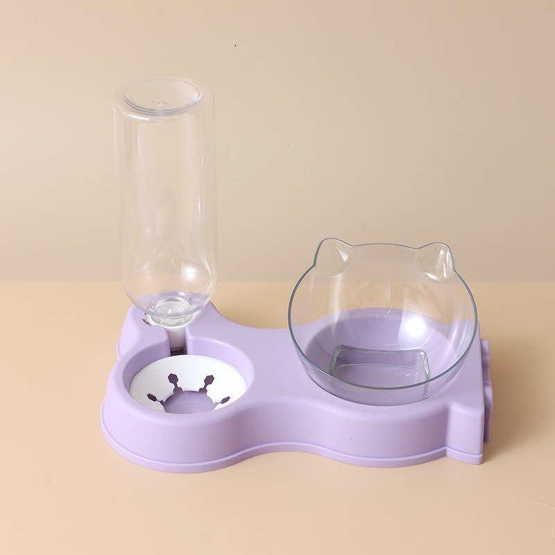 Recyclable Elevated Non-Slip Cat Transparent Bowls Large Double Bowl for Pet Feeding