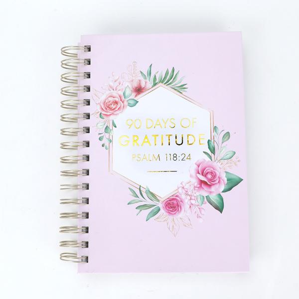 Flower Printing Gold Foil Hardcover Spiral Planner For Monthly Weekly Daily Journal