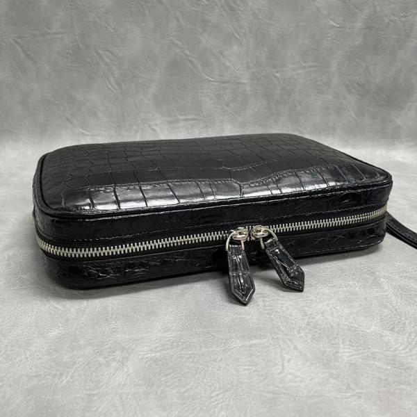 Authentic Real Crocodile Belly Skin Zipper Closure Male Clutch Purse Genuine Exotic Alligator Leather Men Wristlets Bag