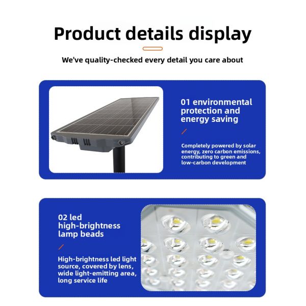 All-in-one IP65 Remote-Controlled Solar Street Light Wire-Free High-Brightness LED Photovoltaic Power Supply Outdoor Lighting