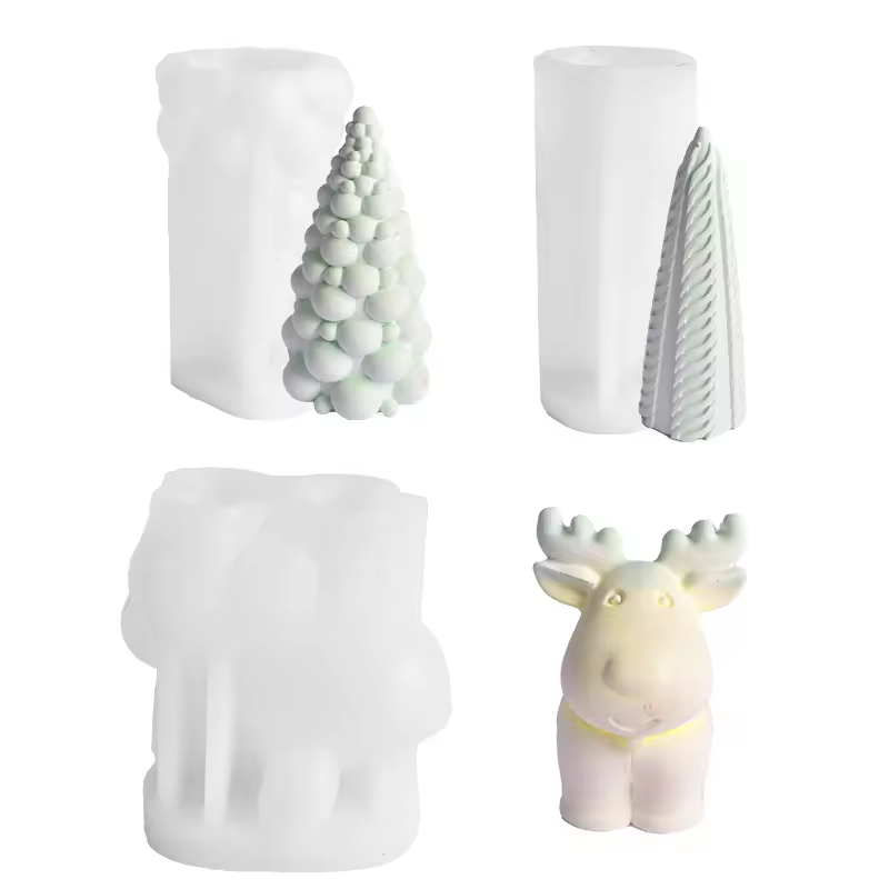 DIY Aromatherapy Candles Wax Plaster Clay Decoration Bubble Christmas Tree Eik Deer Shape For Candle Making