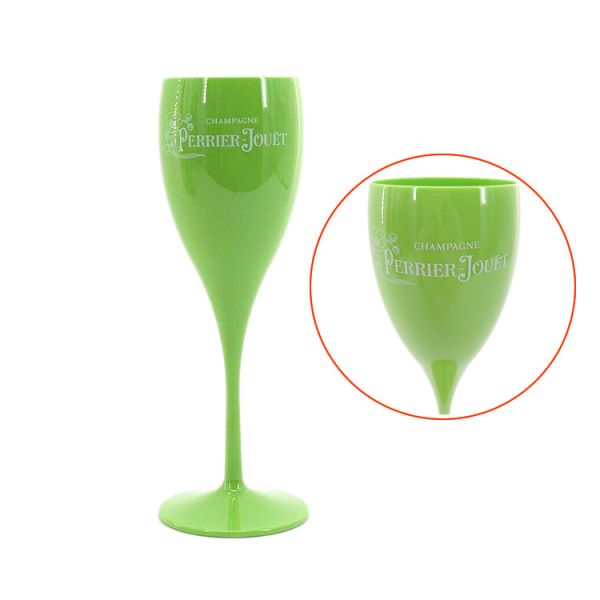 Green Perrier Jouet Polycarbonate Plastic Champagne Glasses Flutes For Tub Poolside