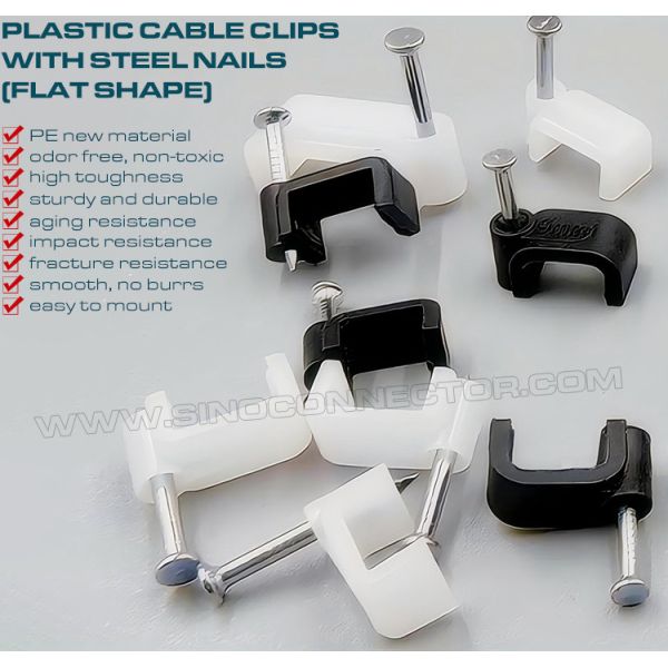 Кабельные скобы черные держатели кабелей 100 шт., квадратные скоби (кліпси) 4мм~19мм кабельные органайзеры белые с гвоздями для плоских кабелей Кабельные скобы черные держатели кабелей 100 шт., квадратные скоби (кліпси) 4мм~19мм кабельные органайзеры белые с гвоздями для плоских кабелей