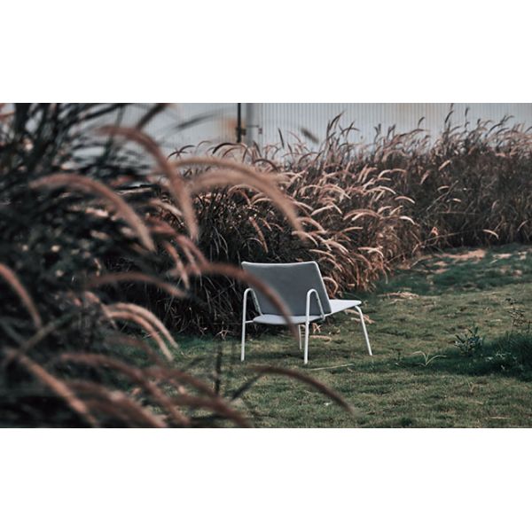 Luxury Upholstered Molded Lounge Chair Fabric With Powder Coated Metal Legs