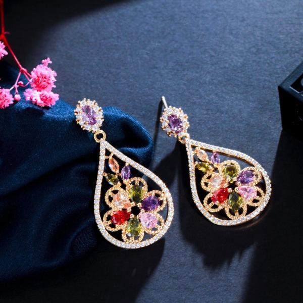 Luxury Female Crystal Zircon Stone Earrings Fashion silver color Earrings Vintage Double Stud Earrings For Women