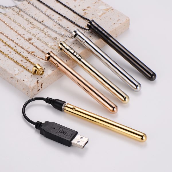 2025 New USB Rechargeable Stainless Steel Massage Stick Vibration Necklace