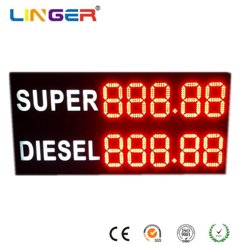 Dynamic LED Gas Price Sign 12 Inch Gas Station LED Price Signs With Real Time Updates
