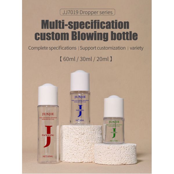 Junjie Packing 20ml 30ml 60ml PET Luxury High Quality Essential Oil Empty Plastic Dropper Bottles for Skincare Cosmetic