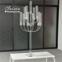 Beautiful Clear Glass Crystal Candelabra With Tall Glass Jars For Wedding Centerpieces