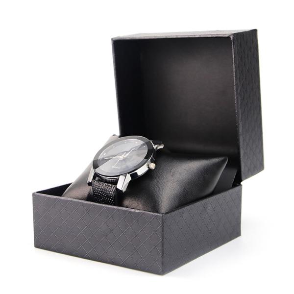 Diamond Crosshatch Textured Hard Paper Watch Case Cardboard Luxury Box