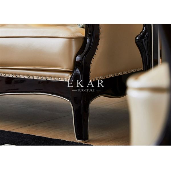 Living Room Luxury Classical Style 6 Seater Leather Sofa Set