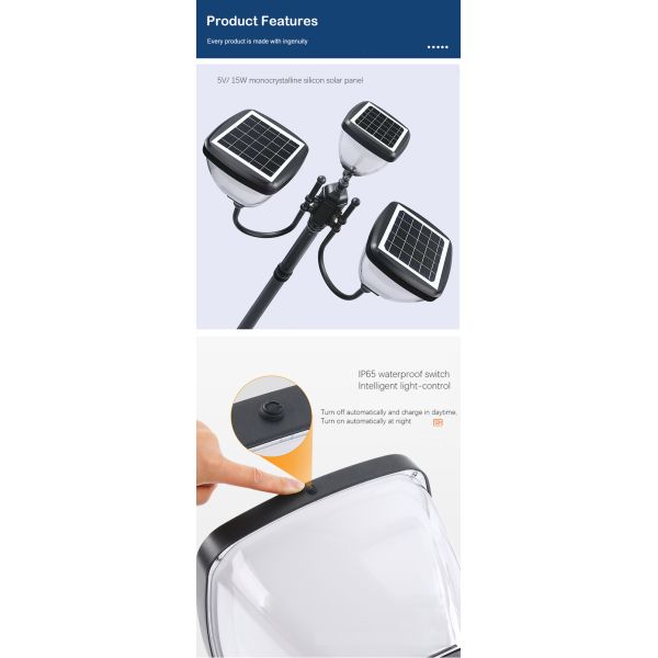Waterproof Ip65 Landscape Solar Street Lighting Garden Pole Lamp Outdoor