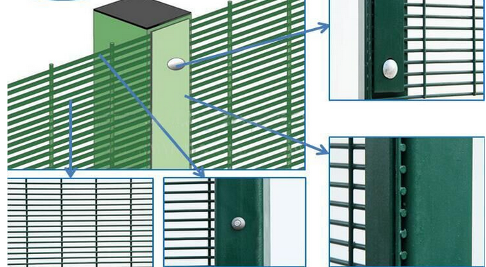 Grey Colour 358 Fence Security Wire Mesh Fence PVC Coated / Galvanized 4 . 0 MM Wire Diameter